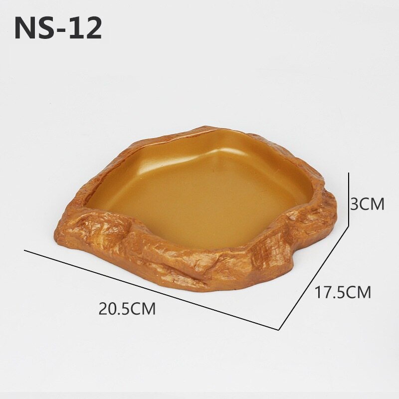 Reptile Rock Food Dish Bowl Lizard Gecko Water Dispenser Pet Bowls Anti-Escape Mini Superworm Feeder Terrarium Landscaping