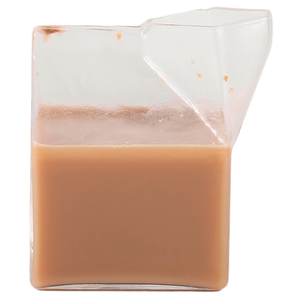 Square Milk Glass Milk Box Glass Mug Milk Box Cup Half Pint Coffee Glass Juice Cup Pure Handmade Crafts Mini Creamer Jug
