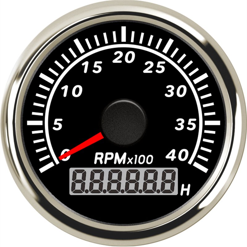 Tacómetros pequeños de , medidor de revoluciones blancas de 52mm, 0-4000RPM, para coche, barco, camión, 9-32v: Gris oscuro