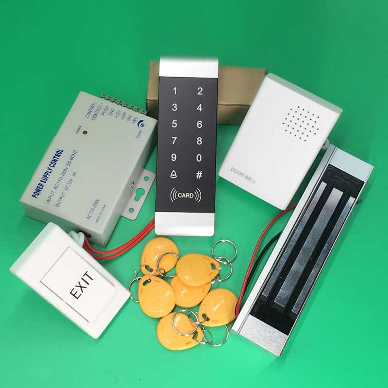 DIY Complete RFID Touch Keypad Access Control System Kit + 180kg 300LBs Magnetic Lock + Power Supply for House / Office