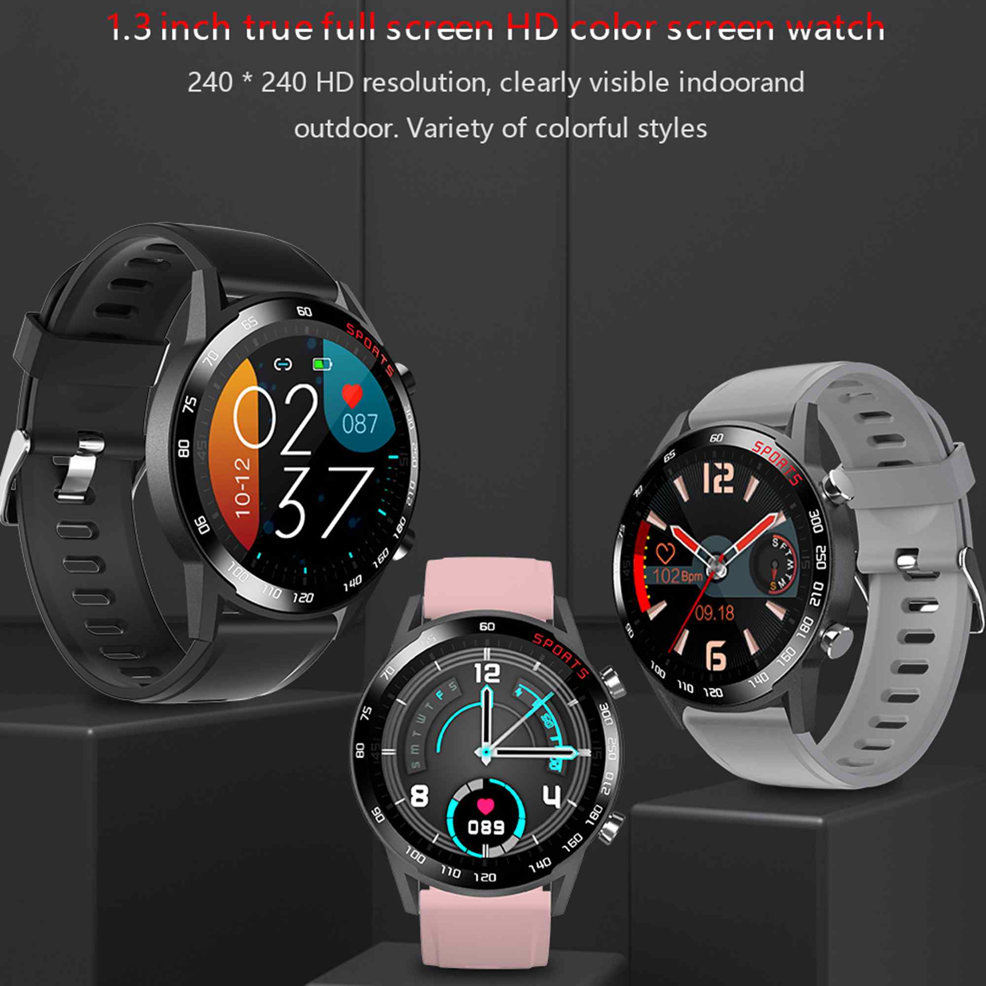 Bakeey  f23l hd farveskærm smart wath blodtryk ilt monitor fitness lyse juster bluetooth smartwatch vs bw  hl2