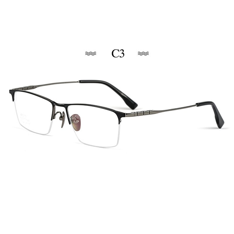 Montura de gafas de titanio puro para hombre, gafas graduadas de , a la , estilo de negocios, T8607T: C3