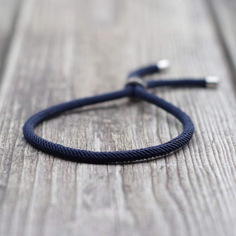 100% aço inoxidável pulseira masculino feminino 4mm milan corda preto vermelho braslet ajustável bff amizade braclet presente para casais: Navy String
