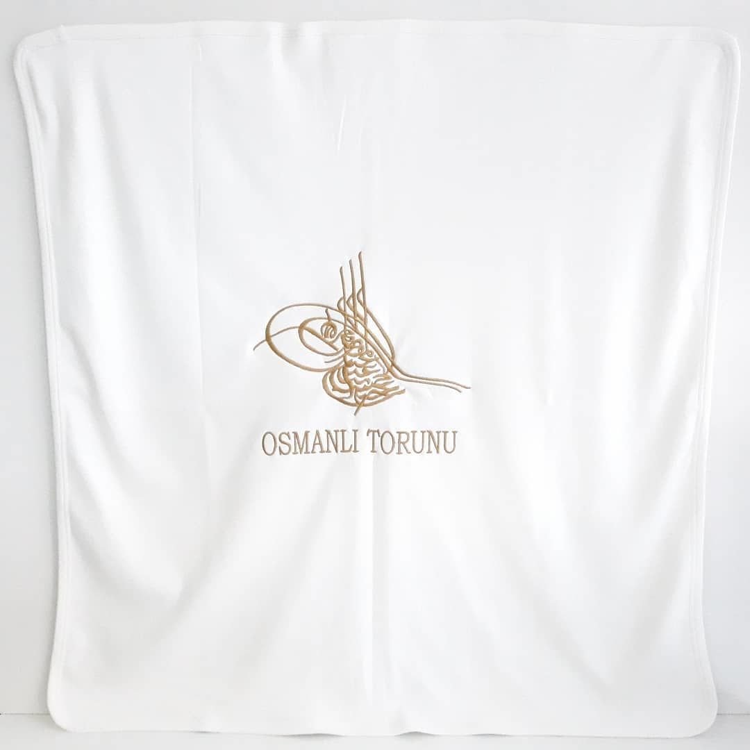 Ouro dourado otomano neto bordado dupla camada penteado algodão cobertor do bebê: Default Title