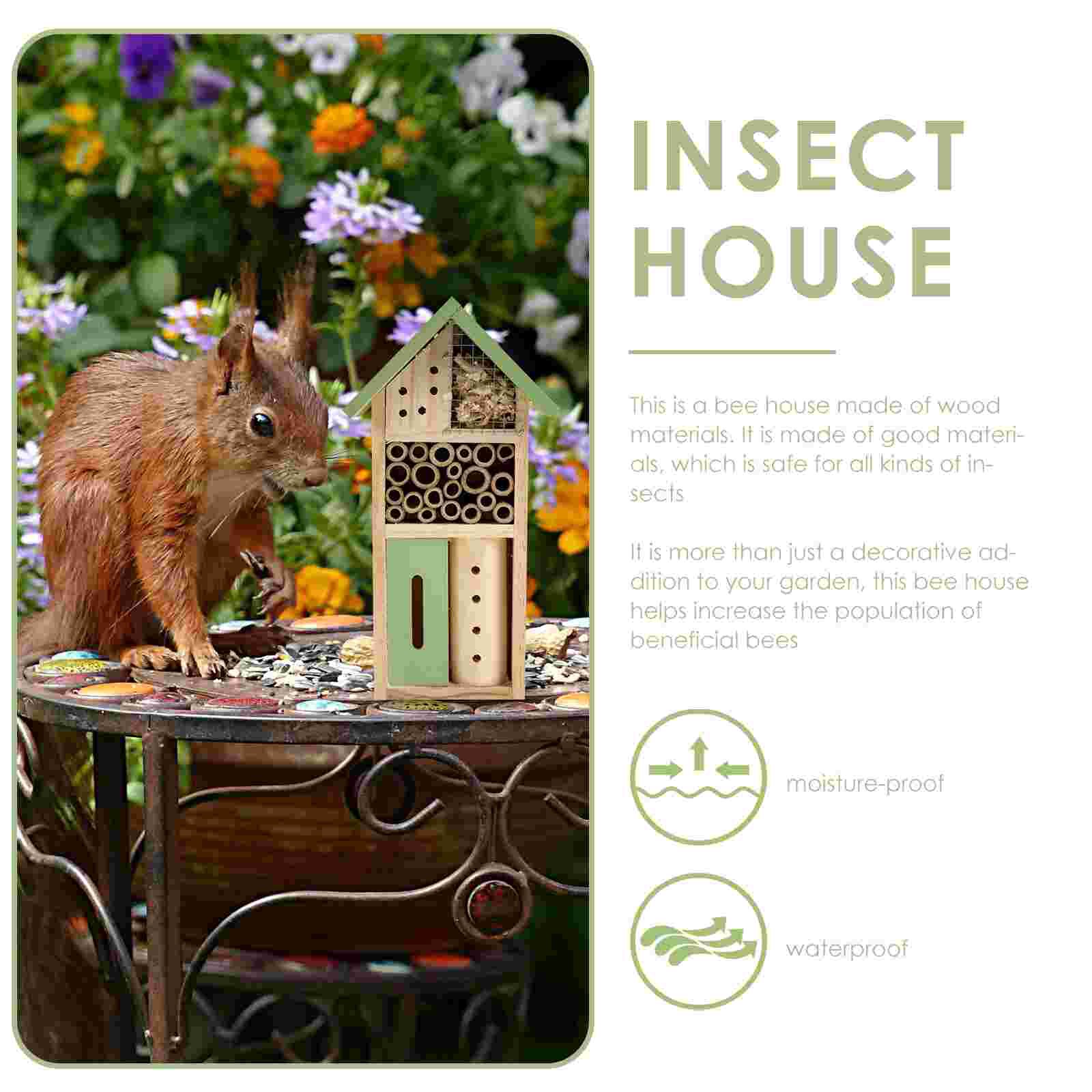 Wooden Insect House Outdoor Wood Insect Cabin Decorative Bee House Insect Nest