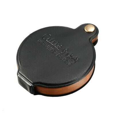 60mm 10X Pocket Folding Magnifier Loupe Magnifying Glass with Leather Case Black