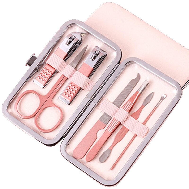 7 PCS Nail Clippers Kit Stainless Steel Compact Portable Complete Multi-purpose Nail Cutter Scissor Manicure Pedicure Tool