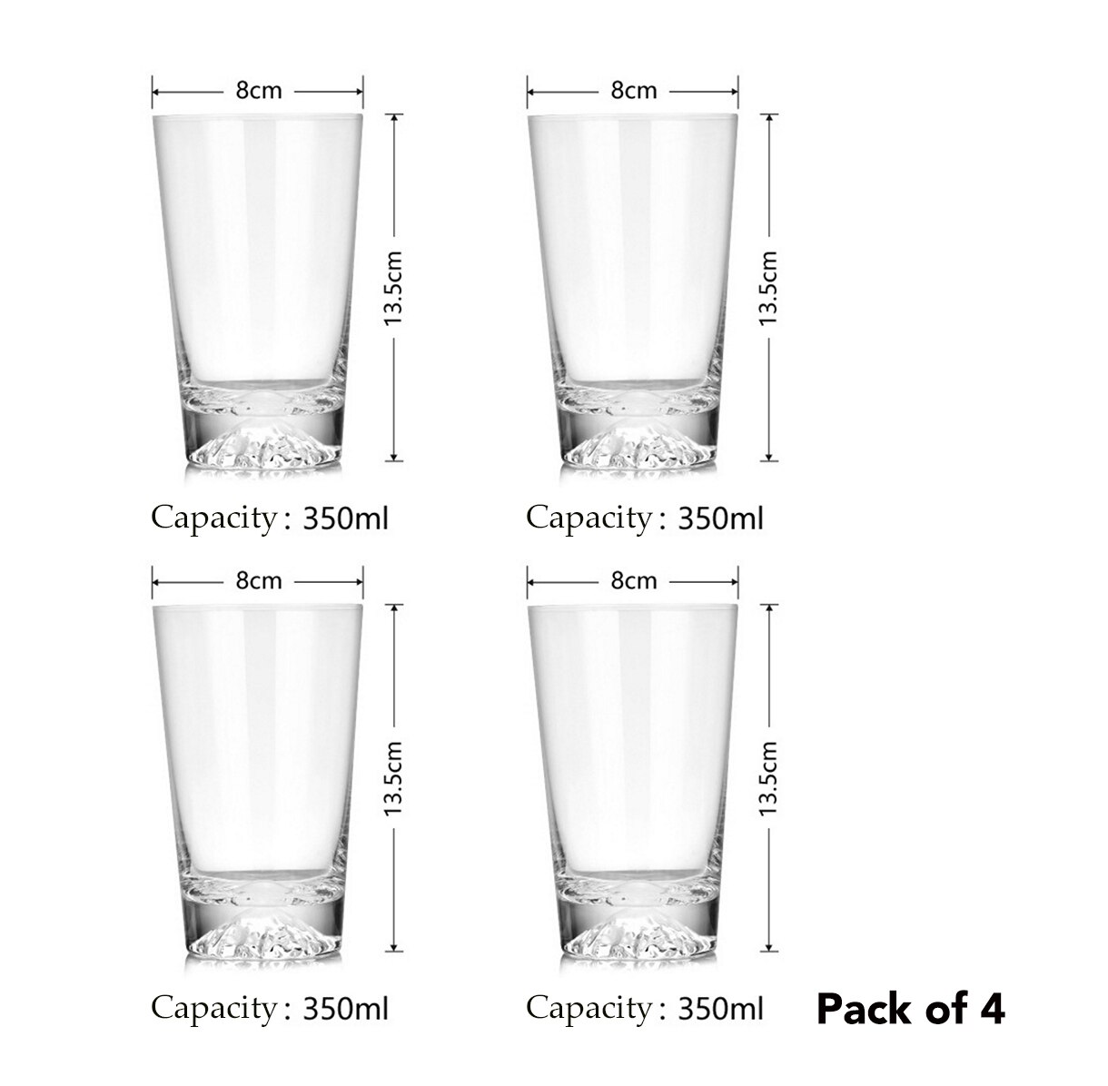 4 stk mountain rocks glass whisky glass collins glass håndblåst gammeldags drikkeglass sett  of 4: 350ml pakke  of 4