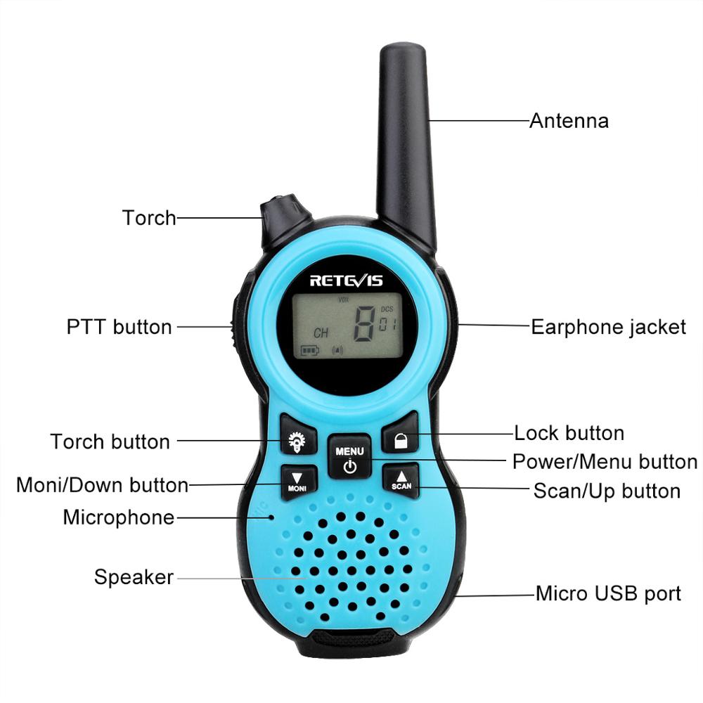 Retevis RT638 Walkie Talkie freundlicher 2 stücke PMR USB Ladung Taschenlampe freundlicher Spielzeug Radio Geburtstag Weihnachten für Jungen mädchen