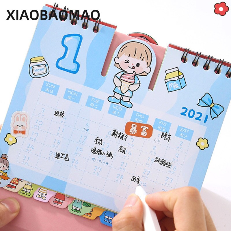 Neue Karikatur Mädchen Schreibtisch Kalender Niedlichen Tisch Kalender Zeitplan Planer