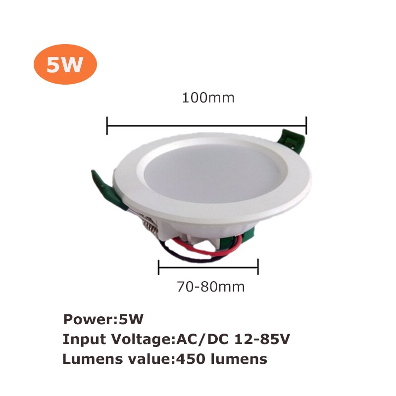 Led Downlight 18W 15W 12W 9W Aluminium Bombillas AC/DC 12V 24V Ronde led Plafond Verzonken Grid Down Light 36V 50V Led Licht: Downlight 5W