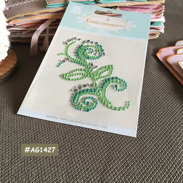 Diy Decal Adhesive Glitter Flower Sticker Craft Sticker Rhinestone Strip Scrapbooking Cloth Greeting Card Handmade Decor Sticker