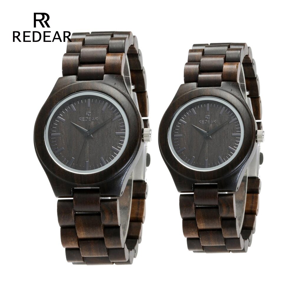 Reear – montre automatique en bois de santal noir, fait à la main, pour amoureux, à Quartz, en bois naturel frais, dans un coffret