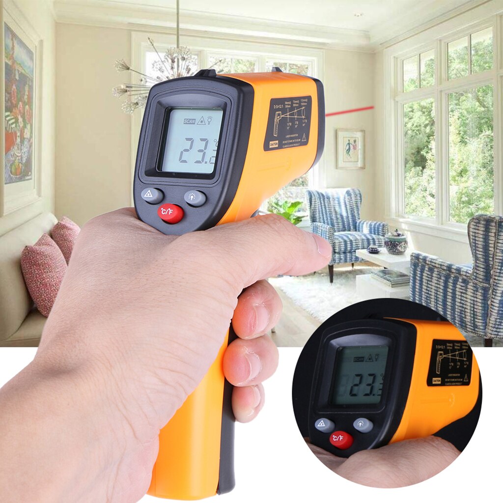 Digital No-Touch LCD IR Industrial Infrared Temperature Thermometer Gun