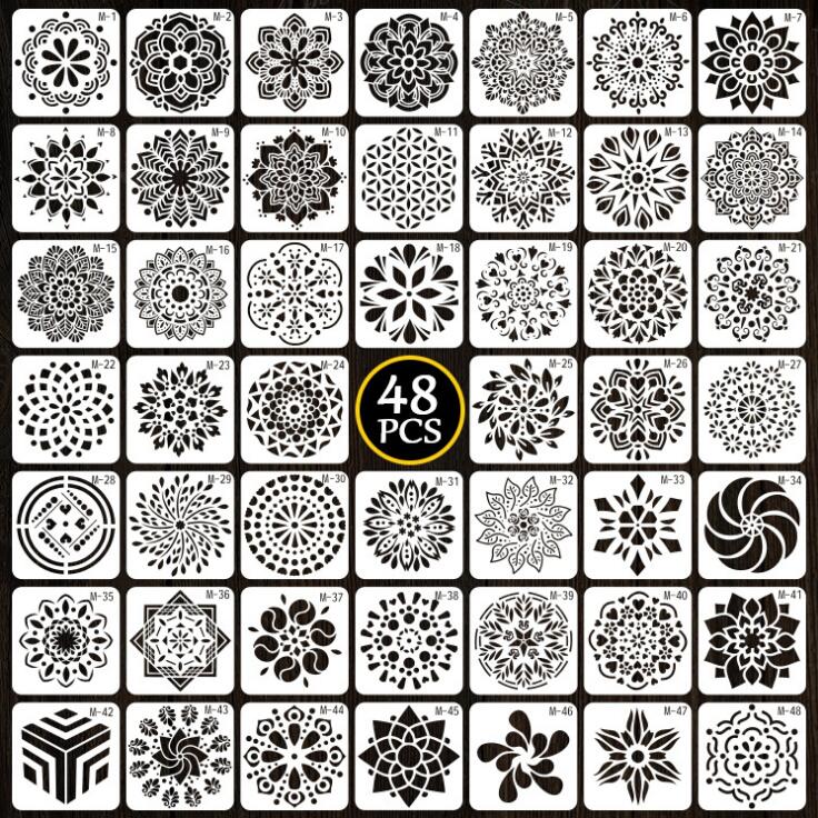Mascherina Mandala - 13x13cm - Plastica - DIY Artigianato Pittura Spray Decorazione