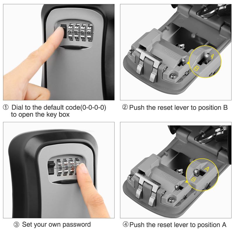 Jabs Key Lock Box Wandmontage Aluminiumlegering Sleutel Kluis Weerbestendig 4 Digit Combinatie Sleutel Opslag Lock Box Indoor outdoo