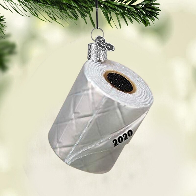 DIY Christmas toilet paper roll tree ornament pendant Christmas tree decoration three-dimensional white roll paper resin