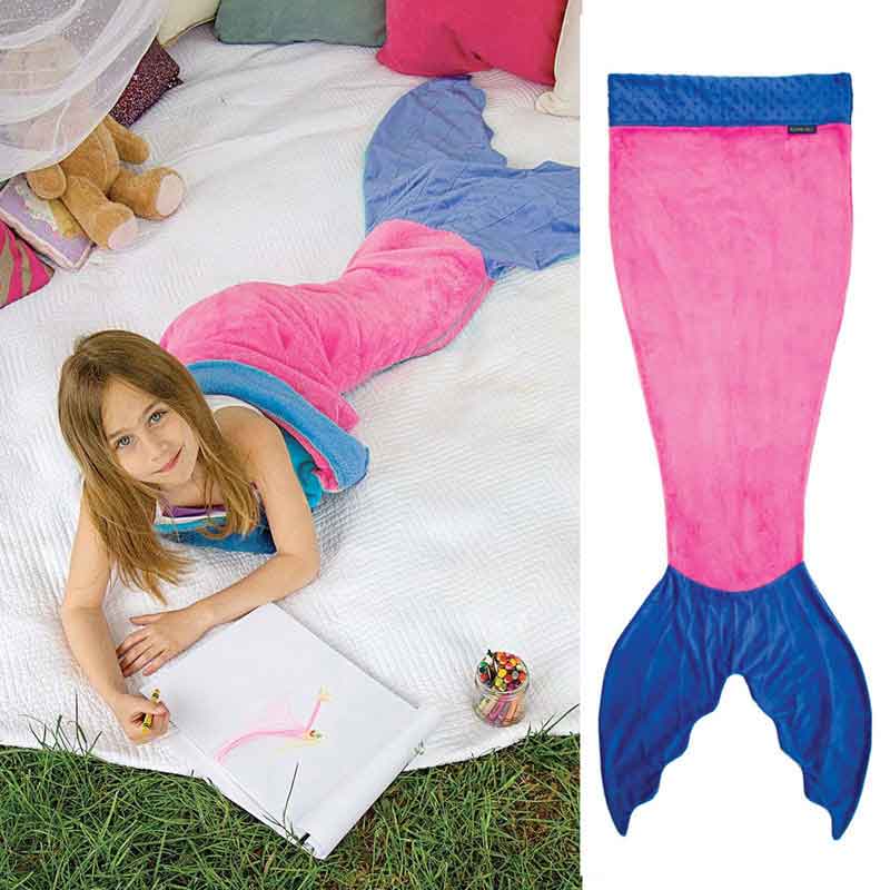 Blauw En Roze Mermaid Deken Schoonheid Vissenstaart Mermaid Dekens Voor Baby Kids Super Zacht Koraal Fleece Wearable Worp Deken: Color 5