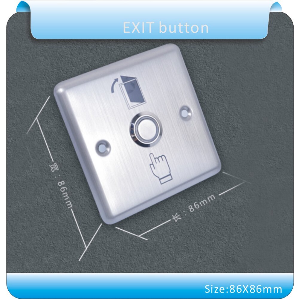86X86mm Stainless steel For Access Control System Door Release Exit Button(NO) without LED Indication