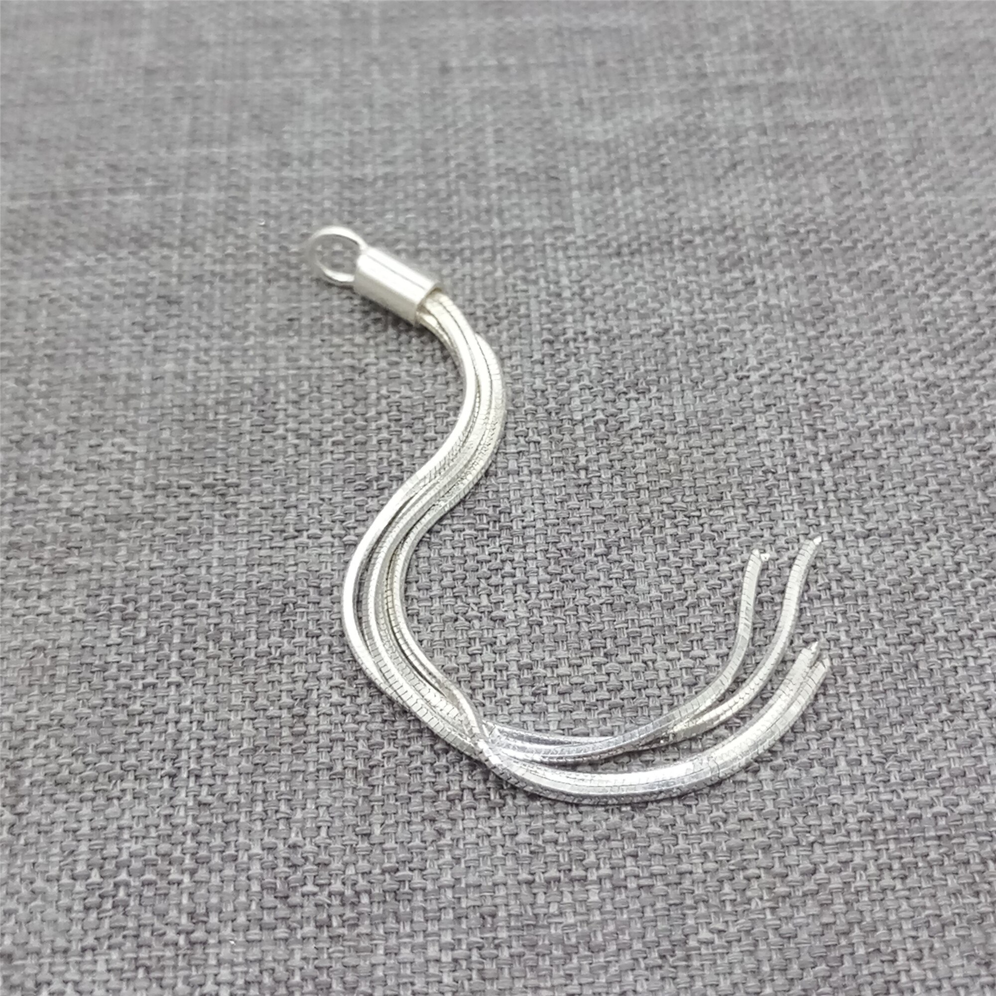 2pcs di 925 In Argento Sterling Catena Del Serpente Nappa Pendenti E Ciondoli per Dell'orecchino Della Collana