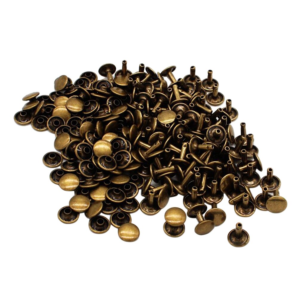 Remaches de cuero de doble cara, Metal Tubular de remache para remaches de cuero DIY, 2 tamaños, 100 Uds.