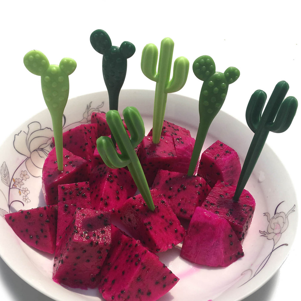 6/10pc Plastic Funny Shape Fruit Forks Toothpick Kids Tableware Fruit Fork Food Picks Dessert Stick For Kids Children