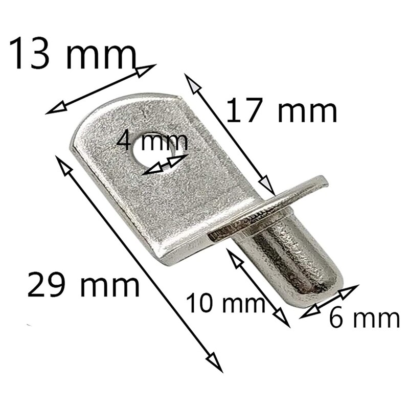 JHD-50 Pcs Shelf Support Pegs 6Mm L-Shaped Shelf Support Nickel Plated Shelf Bracket Pegs For Furniture
