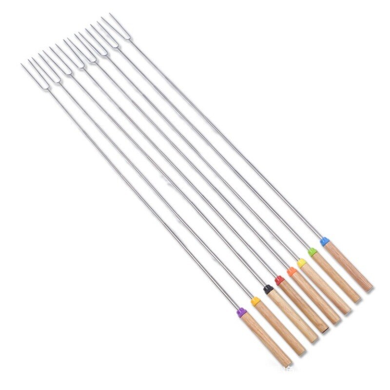 Outdoor BBQ Stainless Steel BBQ Fork Camping Barbecue Tools Telescopic Skewer Barbecue Tools Barbeque Accessories