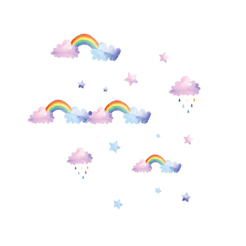 Stickers muraux de planète arc-en-ciel et nuage, stickers créatifs, pour chambre d'enfant et maternelle, pour chambre de bébé ou de fille, DIY bricolage: I