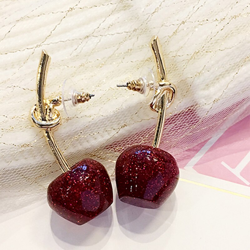 Fruit européen et américain longue oreille ongles tempérament cerise cerise boucles d'oreilles dame boucles d'oreilles: ED974