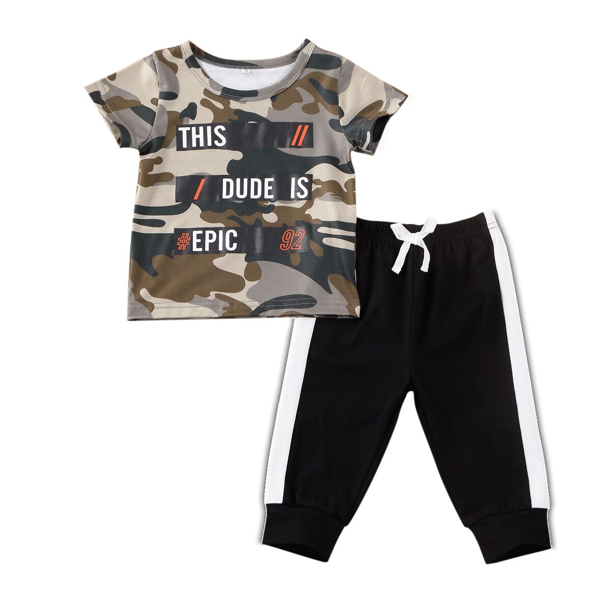 2 pces criança criança criança bebê menina 0-24 m casual camuflagem camisetas + leggings calças roupas: A / 24 m