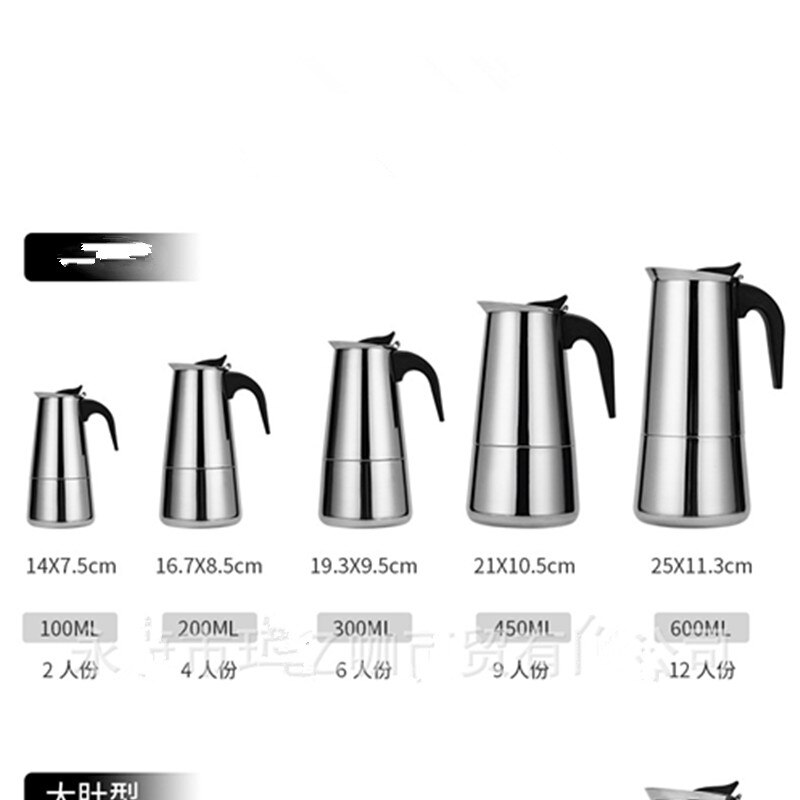 Rvs moka koffie pot europese stijl koffiekopje espresso pot cafetera melk werper thee maker