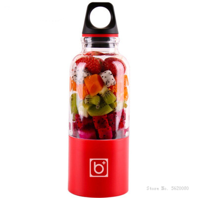500ml mini bærbar elektrisk frugtjuicer blender usb genopladelig smoothie maker maskine sportsflaske saftkop: Rød