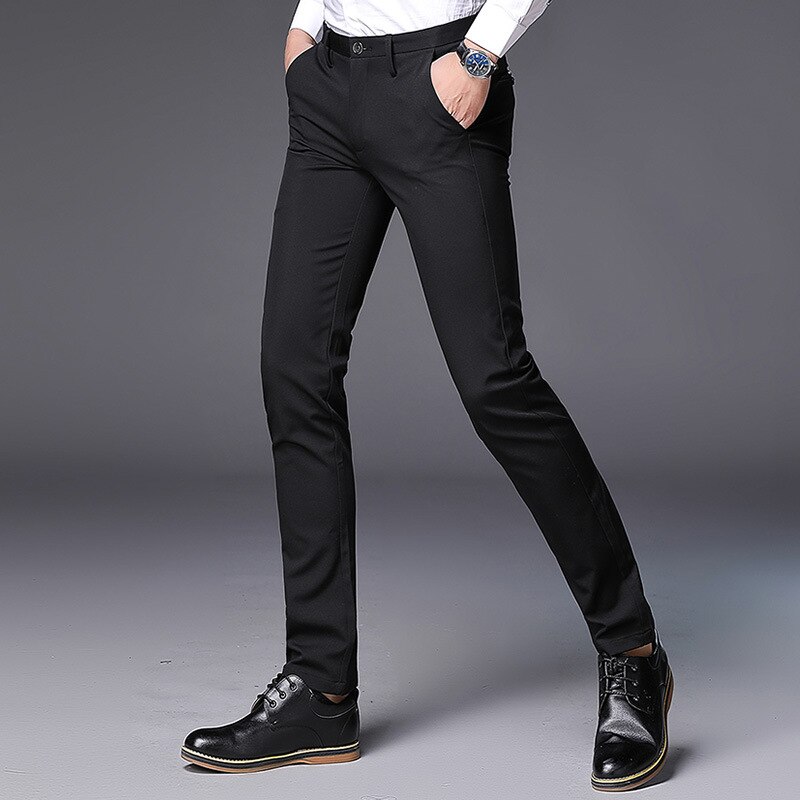Pantalón de traje Formal negro para hombre, pantalones clásicos de negocios ajustados para hombre, pantalones de vestir para oficina o boda, pantalones de vestir para hombre, Perfume Masculino
