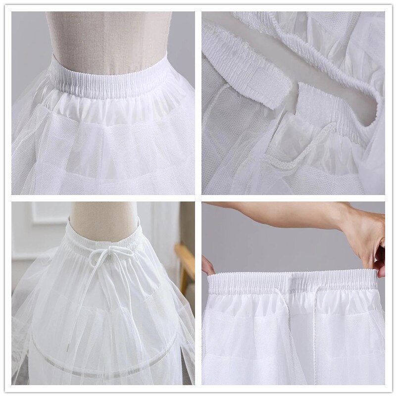 Vestido blanco de 2 aros para niña y niña, ropa interior para niña pequeña, enagua de crinolina para boda, de 3 a 14 años