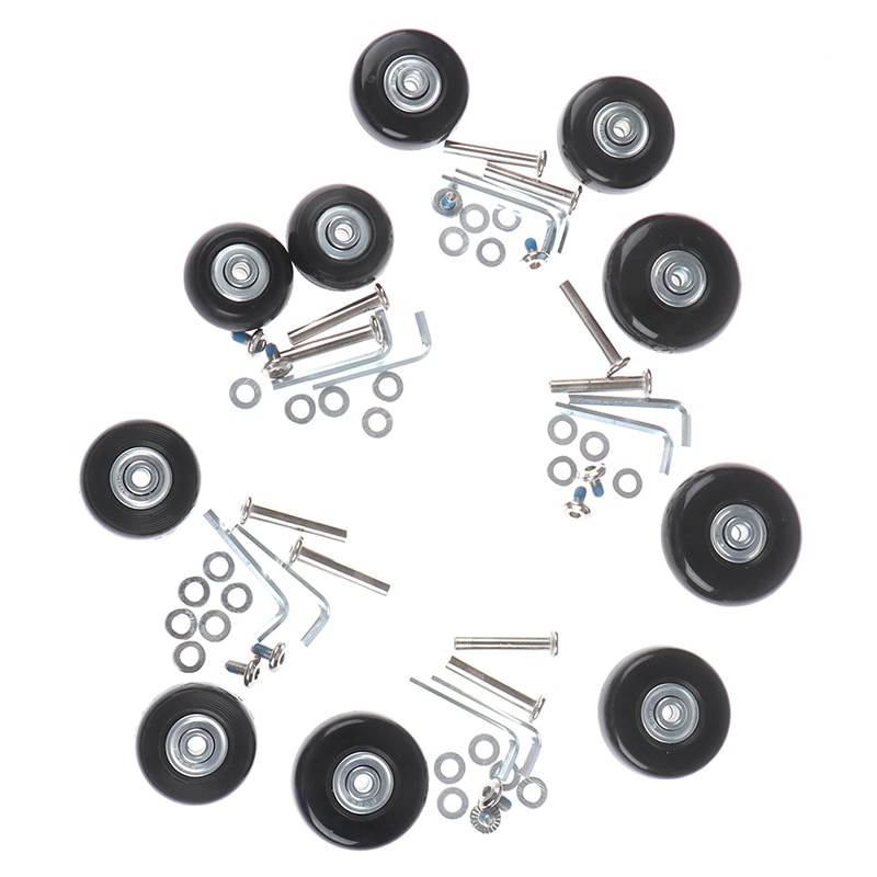 1 sæt bagage hjul kuffert udskiftning hjul aksler deluxe reparation gummi rejse bagage hjul sort med skrue 40mm-54mm