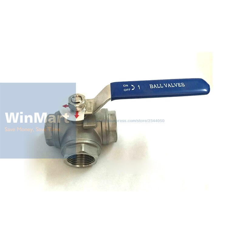 1PC 304 Stainless Steel DN15 1/2" BSP Female Thread 3 Way T Port Ball Valve oil water air 229 PSI