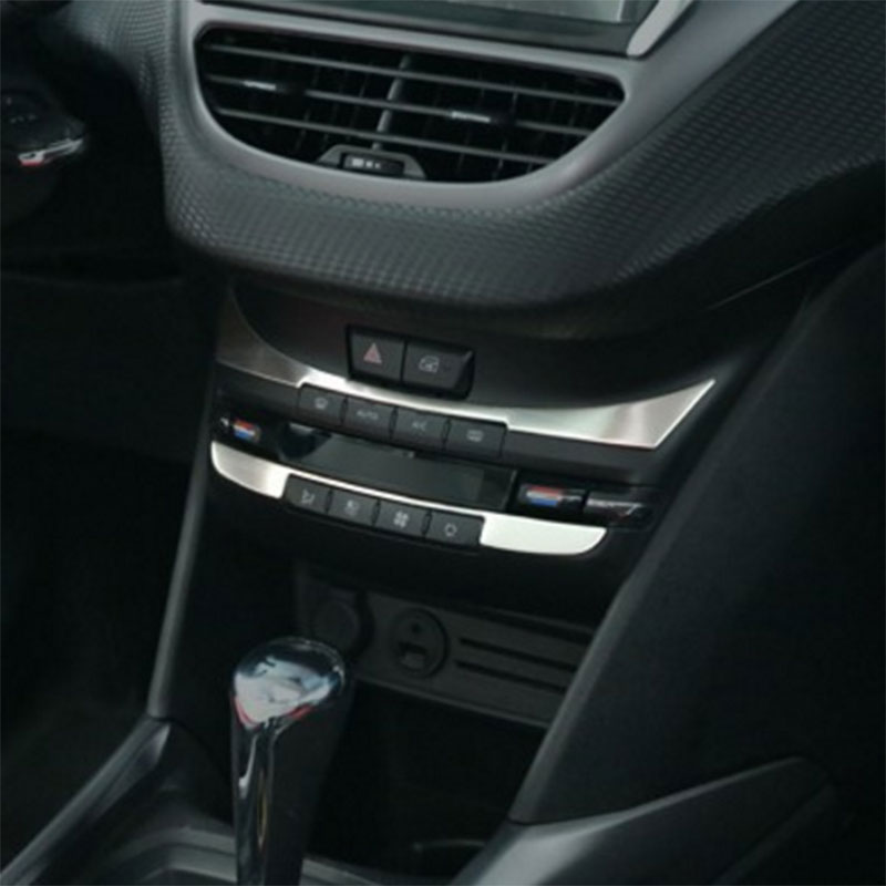 2 Stks/set Auto Centrale Dashboard Sticker Rvs Ac Airconditioning Panel Sticker Voor Peugeot 208 Jaar