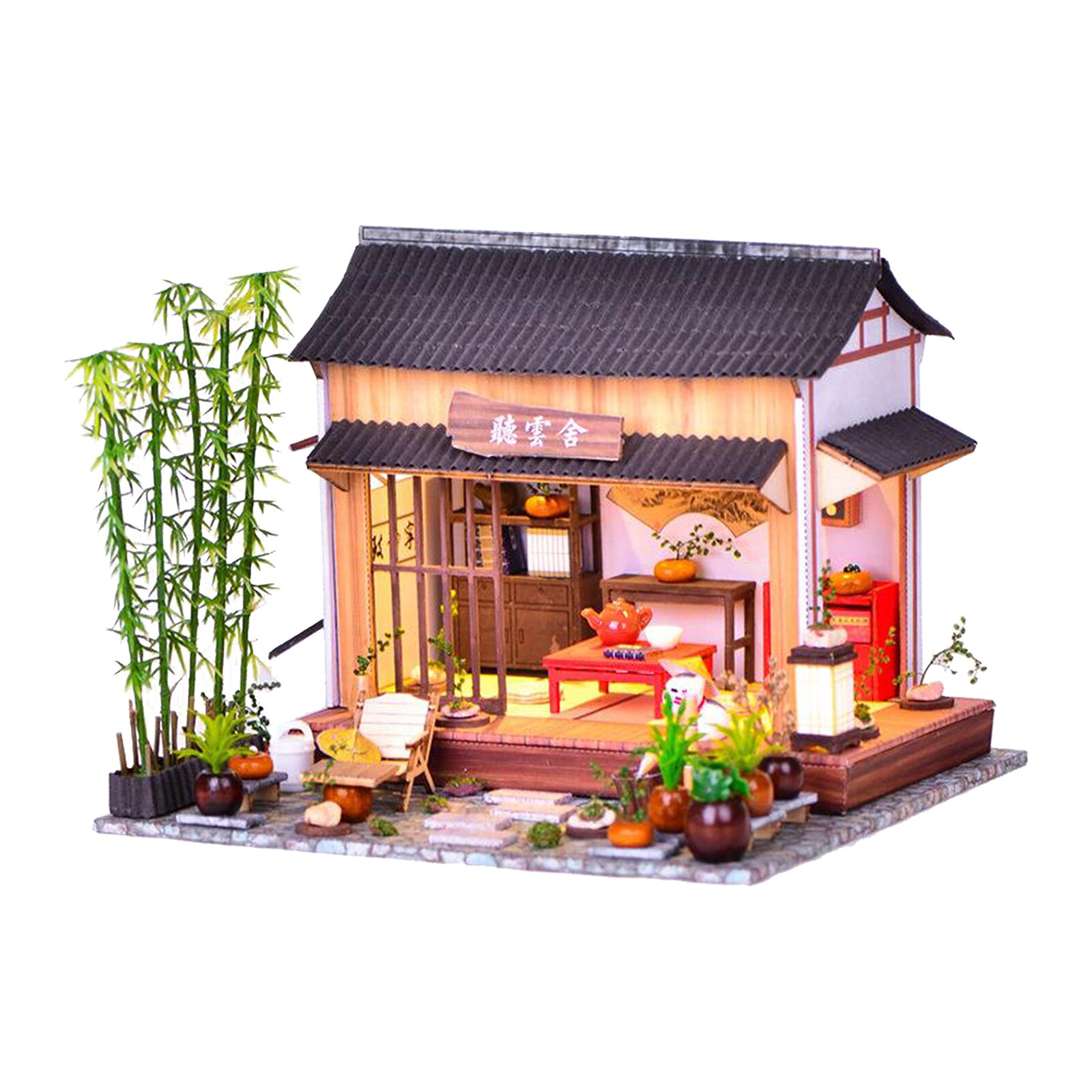Cottage DIY Miniature DollHouse Kit with LED Handmade House Kits