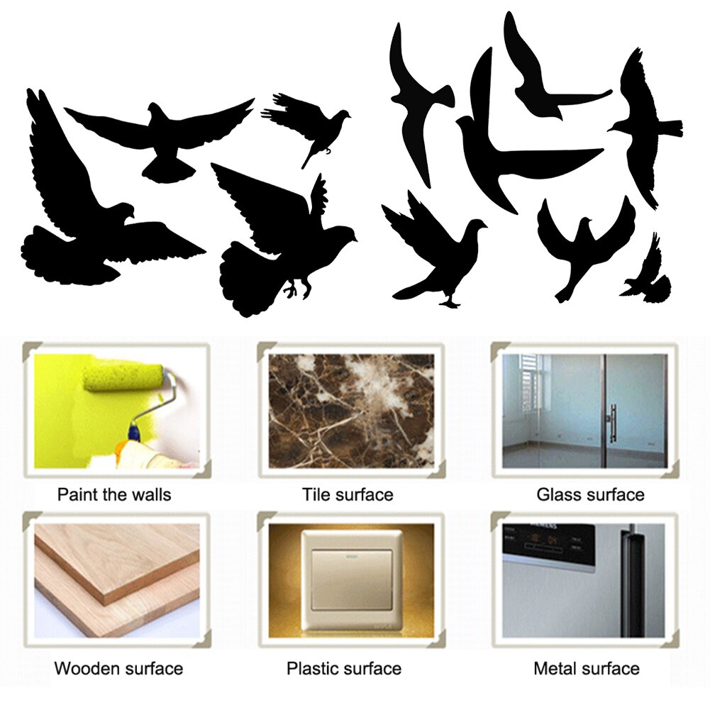 Autocollant de fenêtre d'alarme de chambre à coucher en PVC, verre Anti-Collision, facile à appliquer, forme d'oiseau, décor de maison, statique, autocollants de salon, bricolage