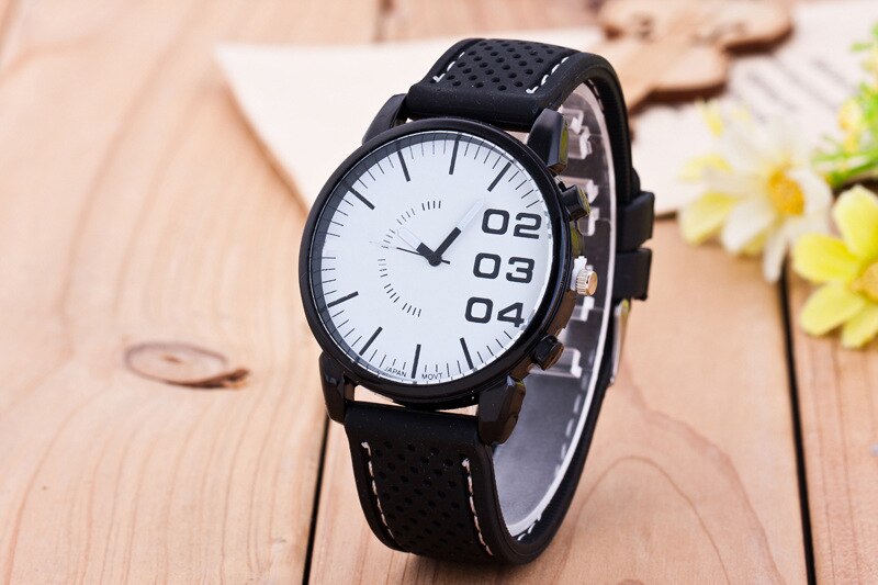 digital dial leather strap Casual Exquisite Precision High-end Simple Men's Quartz watch