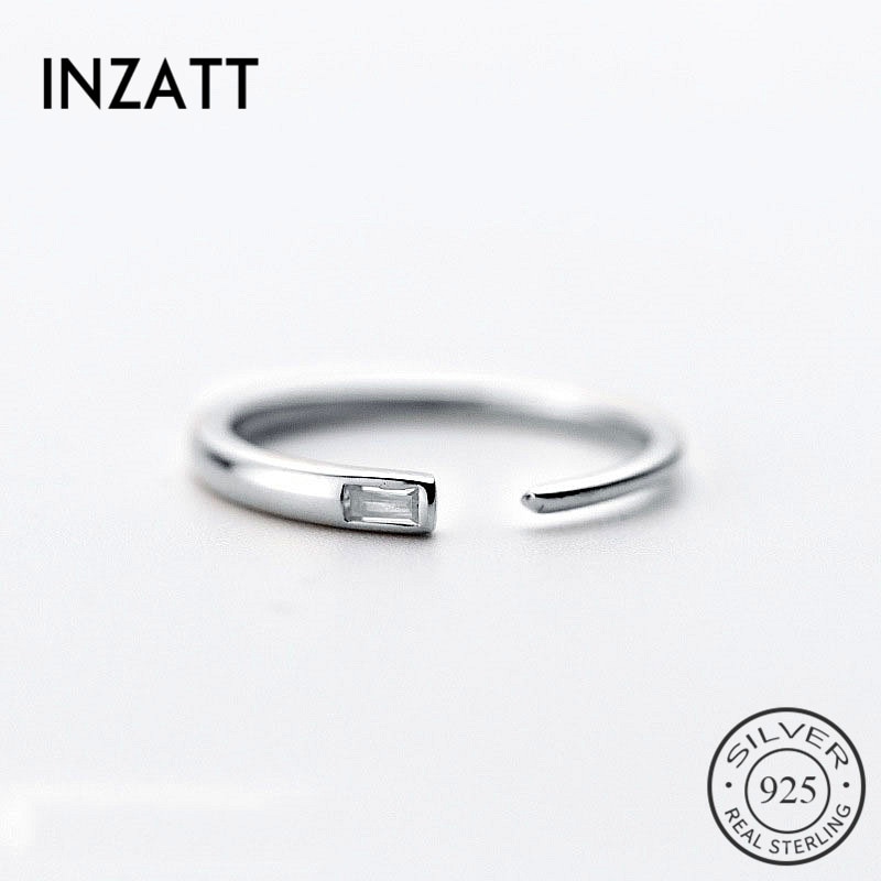 INZATT Echt 925 Sterling Silber Zirkon Einstellbare Ring Für Frauen Party Minimalist Feine Schmuck Geometrische Zubehör