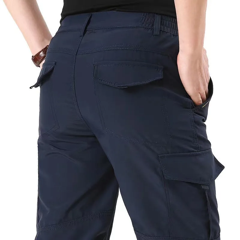 Pantalones largos militares ligeros informales de verano para hombre, monos de carga impermeables de secado rápido para acampar, pantalones tácticos transpirables