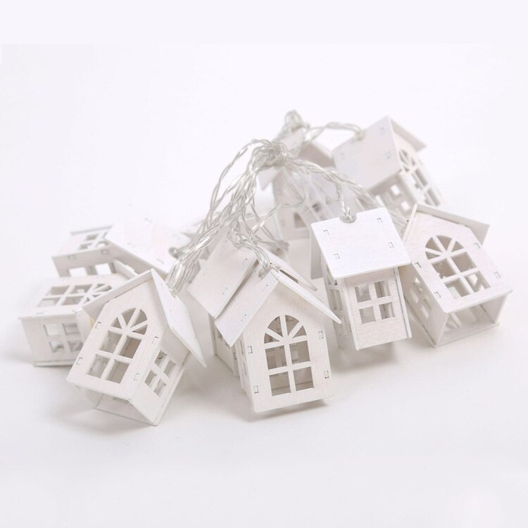 20 Small House Christmas Decoration String Lights Simulation LED Lamppost Lantern Lighting Fairy Lights Family Flower Fair