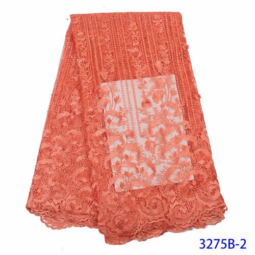Nigerian Lace Fabrics Embroidered African Lace Fabric For Wedding Dress French Tulle Lace Material YA3275B-7: Picture 2