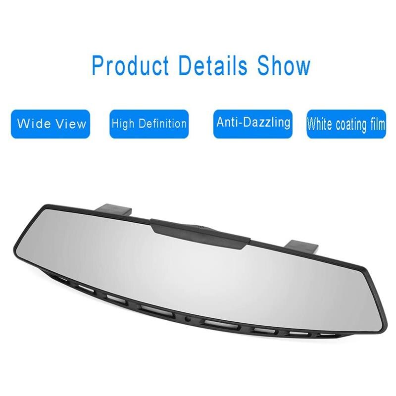 Espejos retrovisores universales de 12 &quot;para coche, espejo retrovisor panorámico con Clip Interior, gran angular, superficie transparente convexa