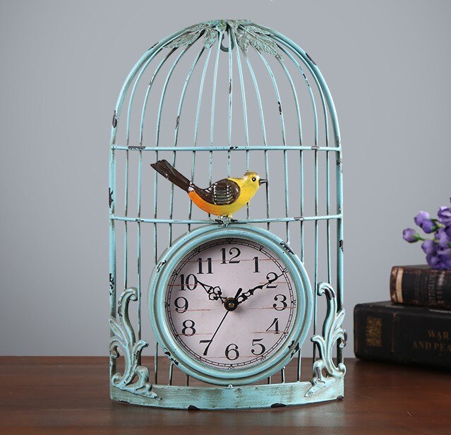 Bird Cage Wall Clock Vintage Antique Style Decor Hanging: Default Title