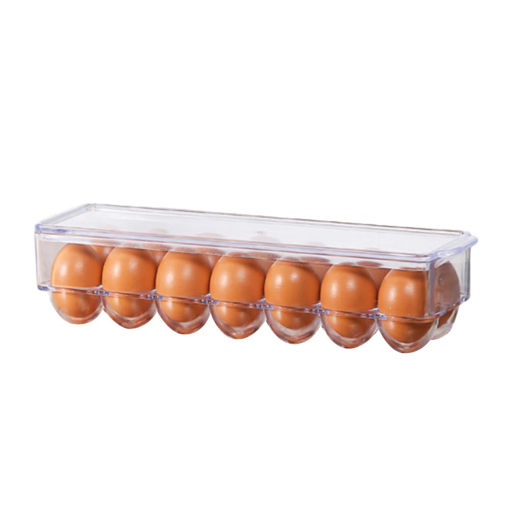 Eggs Tray Transparent Thicken Plastic Egg Storage Container 12/ 18 Grid Egg Holder For Home Refrigerator Kitchen Egg Storage Box: A  14 grids