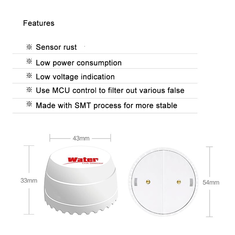433MHZ Wireless Water Leak Alarm Immersion Detector Sensor Home Security Home Security System