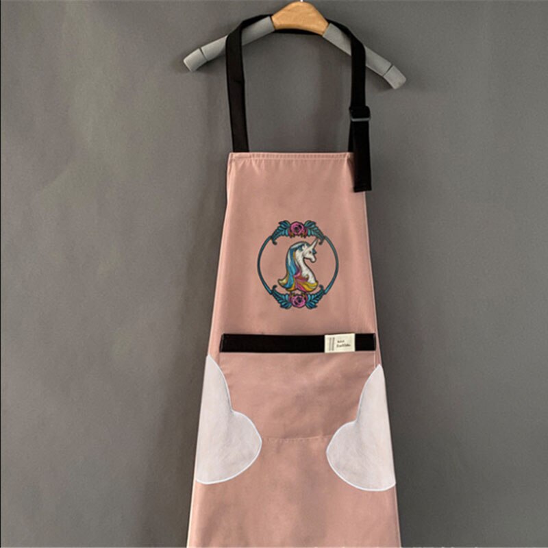 Kampaamo työassistentti työvaatteet parturi kampaaja värjäys vain vedenpitävä naisten vaatteet hiukset esiliina keittiö ravintola: Yksisarvinen vaaleanpunainen